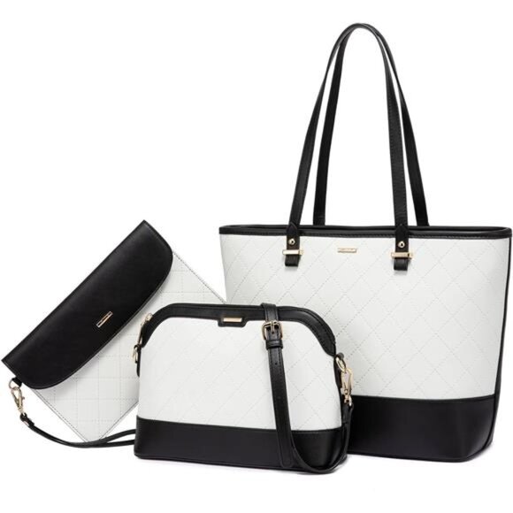 Handbags for Women Beige/Black Quiltted